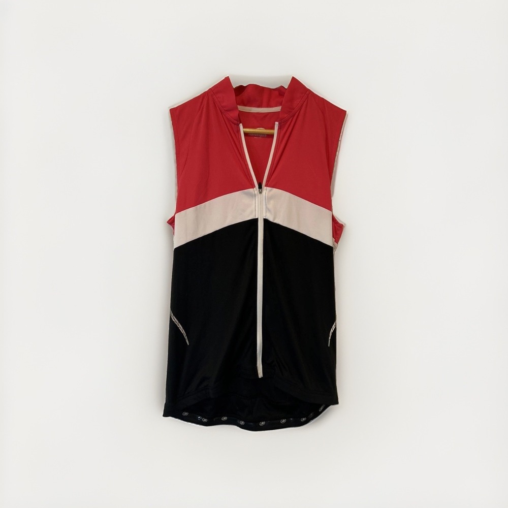 Performance Bicycle Cycling Jersey Womens Large‎ White Black Sleeveless Zip Up